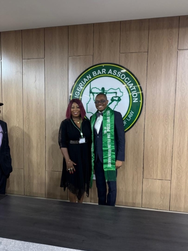 National President AELN Prof S C.DikePhD,FGAN decorated Present of NBA,Mazi Afam Osigwe with Fellow Green Advocate of Nigeria in Abuja today