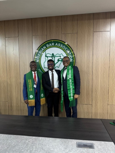 National President AELN Prof S C.DikePhD,FGAN decorated Present of NBA,Mazi Afam Osigwe with Fellow Green Advocate of Nigeria in Abuja today